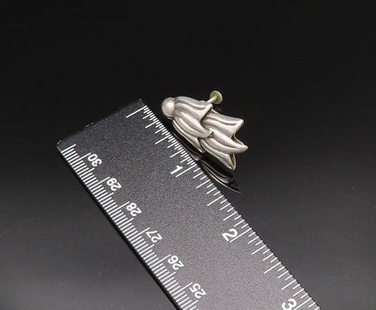 MEXICO 925 Silver  Vintage Double Tulip Flowers Screw Back Earrings  EG12145
