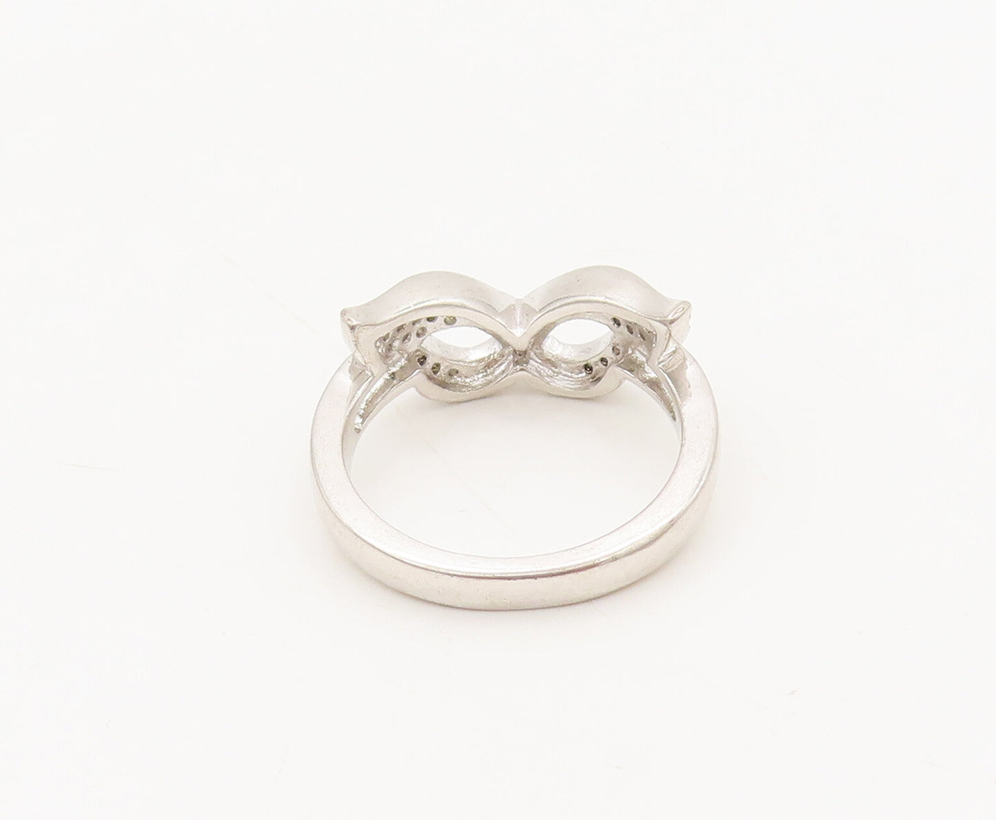 925 Sterling Silver  Vintage Minimalist Cat's Eye CZ Mask Ring Sz 6  RG27203
