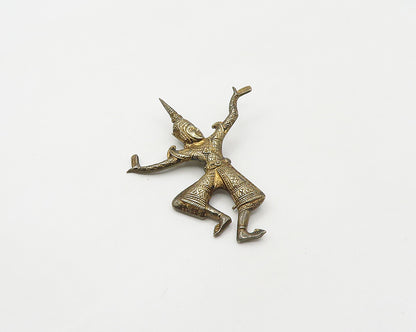 SIAM 925 Sterling Silver  Vintage Etched Detail Dancer Brooch Pin  BP6926