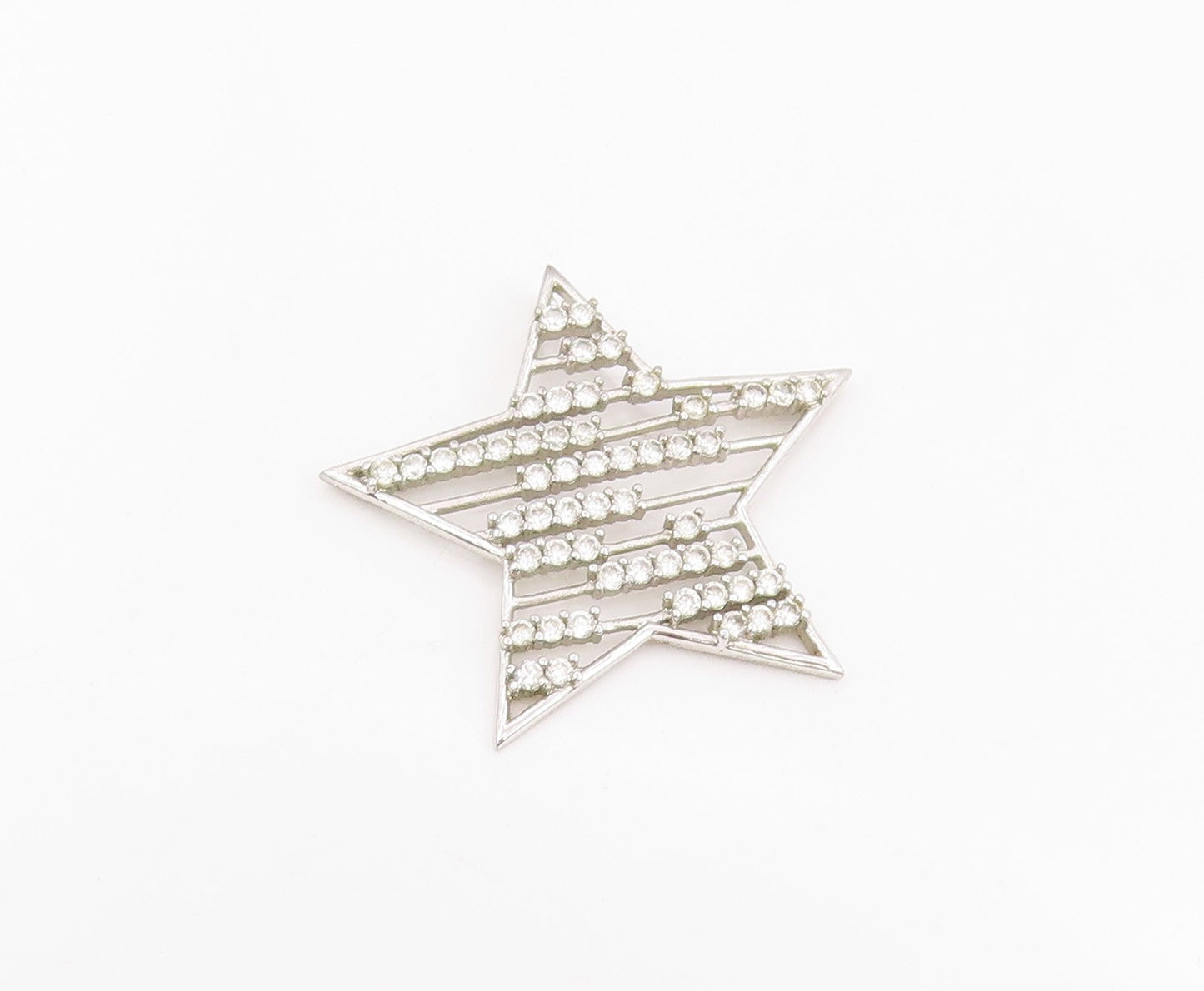 925 Sterling Silver Vintage Pendant Round CZ Geometric Celestial Star  PT25686