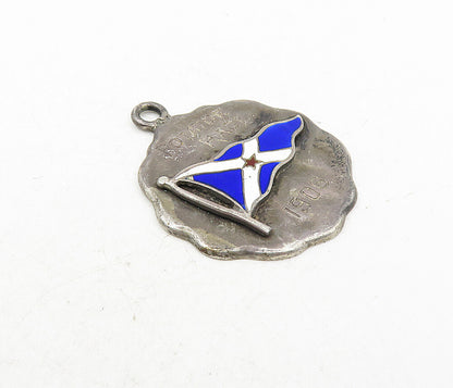 925 Sterling Silver  Vintage Antique Enamel Potato Race 1906 Pendant  PT6539