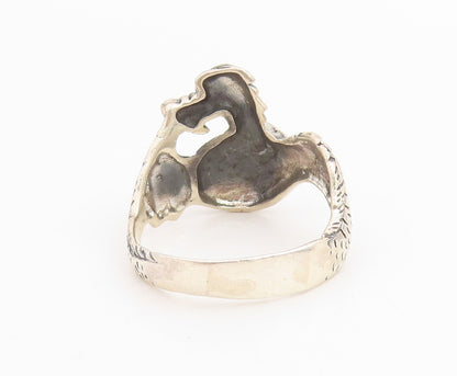 925 Sterling Silver Vintage Ring Modernist Mythical Dragon Band  Sz 14  RG34780