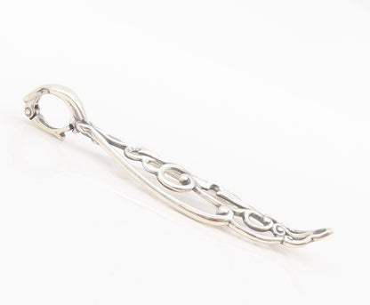 925 Sterling Silver Vintage Pendant CAROLYN POLLACK Drop Swirly Carved  PT22756