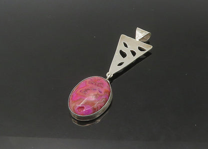 925 Sterling Silver   Vintage Cabochon Cut Agate Cutout Pendant  PT18282