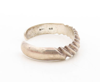 925 Sterling Silver Vintage Bracelet DTB NAVAJO Grooved Waved Cuff  BT10965
