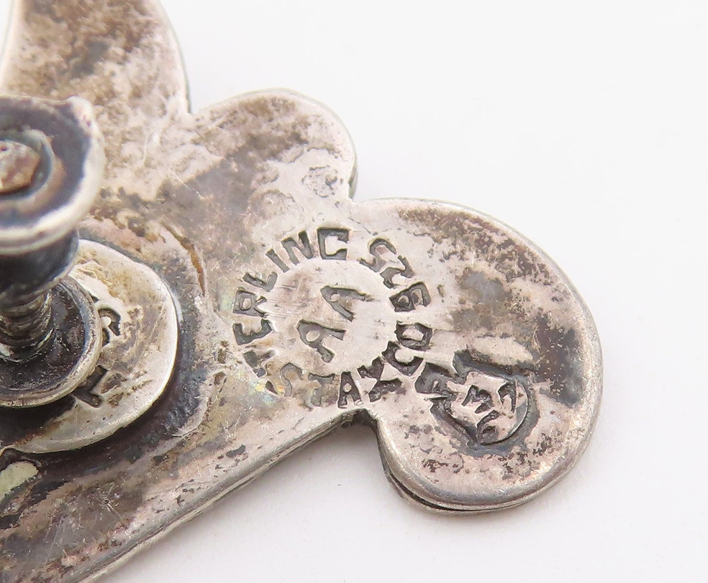 925 Sterling Silver Vintage Earrings TAXCO MEXICO Floral Leaf Screw Back EG14480