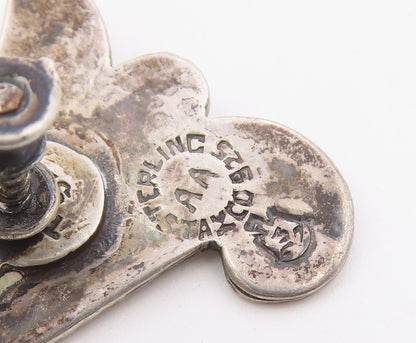 925 Sterling Silver Vintage Earrings TAXCO MEXICO Floral Leaf Screw Back EG14480