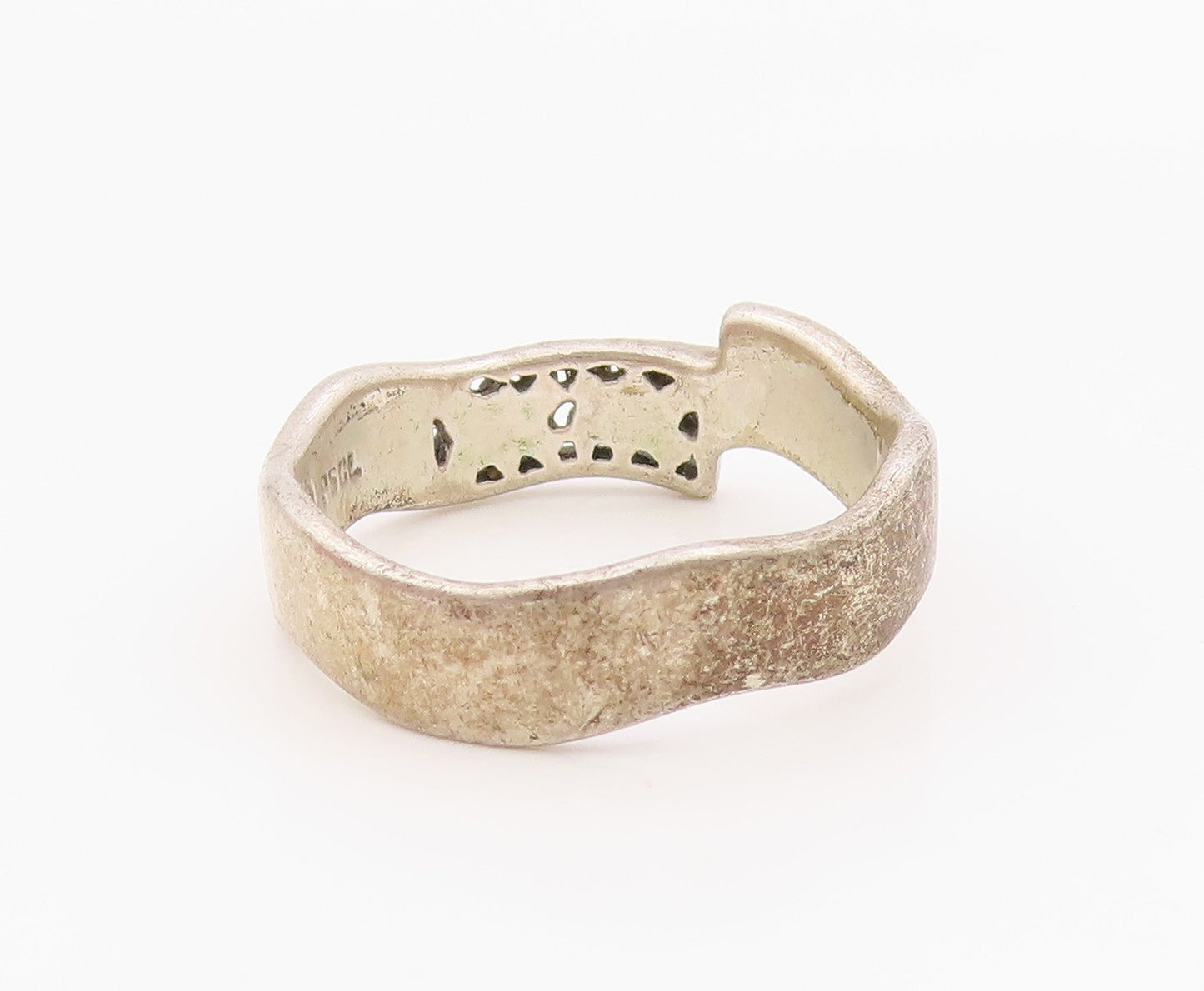 925 Sterling Silver Vintage Ring PEWTER STONE Celtic Knot Band  Sz 10  RG36331
