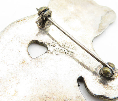 MEXICO 925 Sterling Silver  Vintage Two Tone Teddy Bear Brooch Pin  BP1897