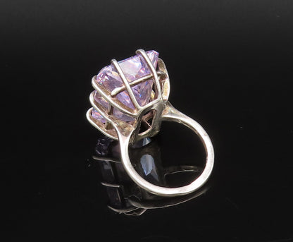 925 Silver  Vintage Beautiful Purple Cubic Zirconia Ring Sz 6.5  RG26089