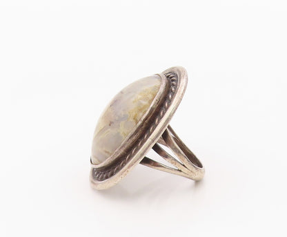 925 Sterling Silver Vintage Ring NAVAJO Jasper Twisted Rope Band Sz 6.5 RG36345