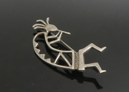 SOUTHWESTERN 925 Silver Vintage Shiny Kokopelli Dancer Brooch Pin BP9062