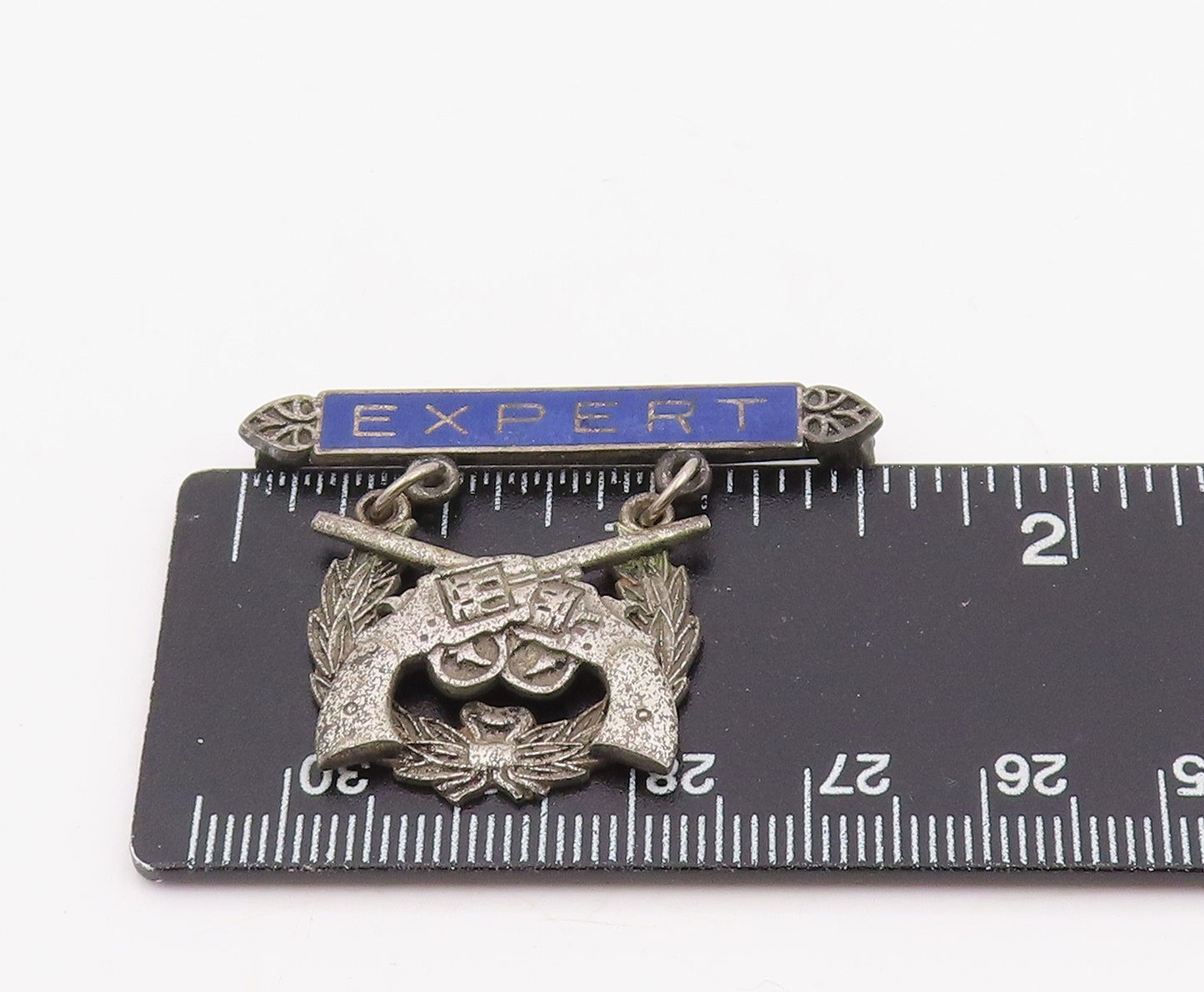 925 Sterling Silver Vintage Brooch Antique Enamel Expert Marine Pistol  BP12318