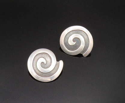 DESIGNER 925 Sterling Silver Vintage Carved Spiral Dome Drop Earrings EG11821