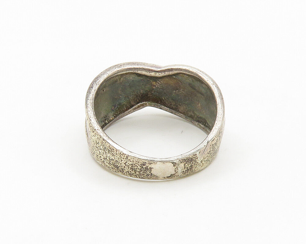 925 Sterling Silver  Vintage Dark Tone Smooth Tapered Band Ring Sz 7  RG17748