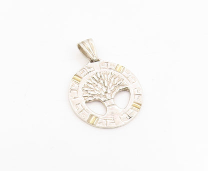 925 Sterling Silver Vintage Pendant Two Tone Intricate Tree of Life  PT25708