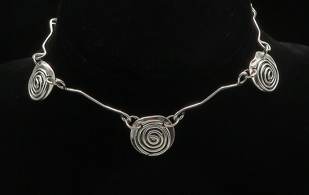 SHERRY TINSMAN 925 Sterling Silver Shiny Spiral Bar Link Chain Necklace NE2611