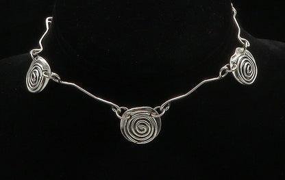 SHERRY TINSMAN 925 Sterling Silver Shiny Spiral Bar Link Chain Necklace NE2611