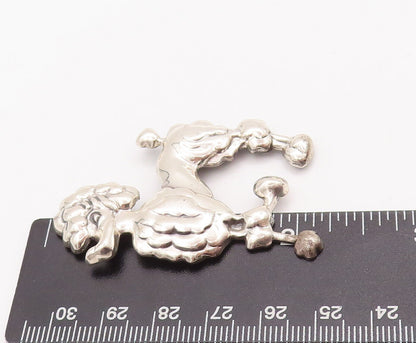 925 Sterling Silver Vintage Brooch Pin LANG Solid Carved Groomed Poodle  BP10846
