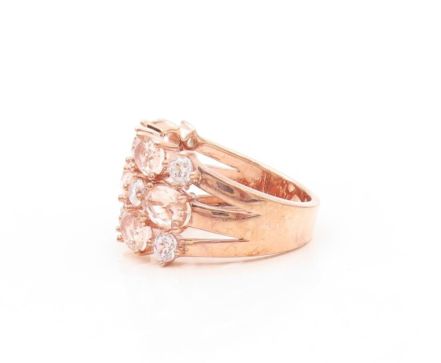 925 Sterling Silver Vintage Ring Rose Gold Plated Morganite & Topz Sz 7  RG30380