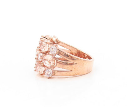 925 Sterling Silver Vintage Ring Rose Gold Plated Morganite & Topz Sz 7  RG30380
