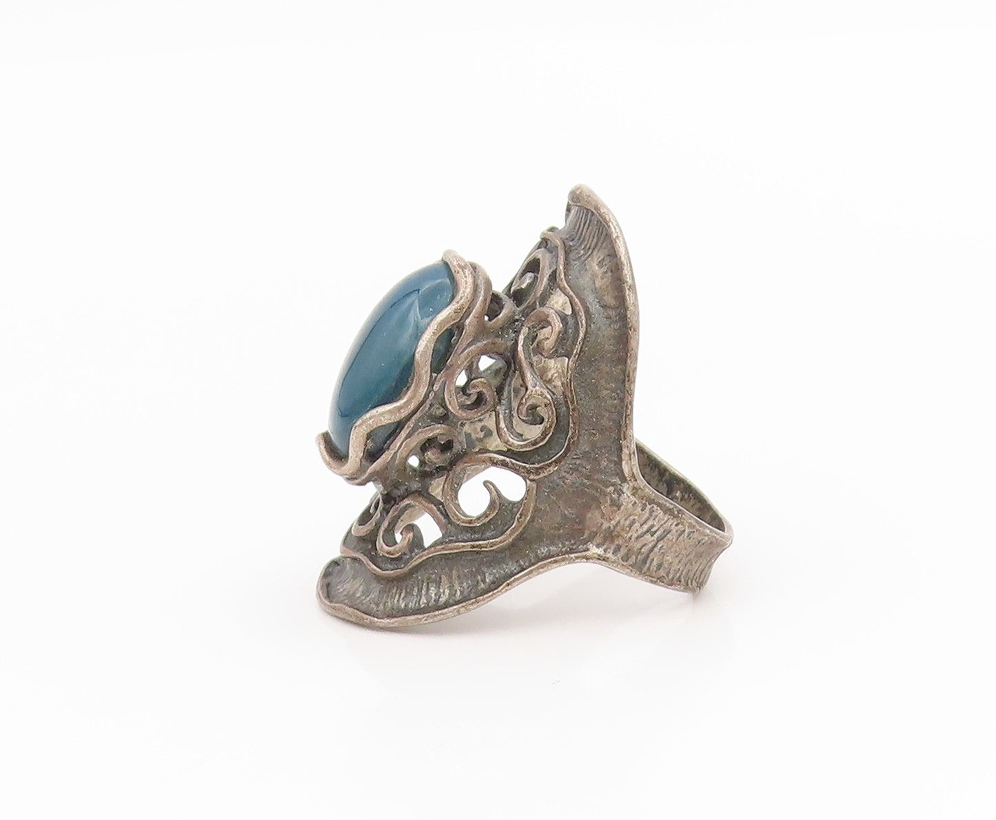 925 Sterling Silver Vintage Ring OR PAZ ISRAEL Cabochon Gemstone  Sz 8  RG34486