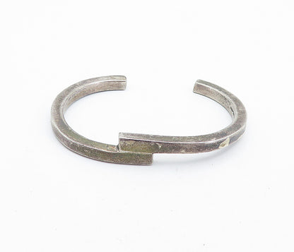 MEXICO 925 Sterling Silver  Vintage Dark Tone Bypass Cuff Bracelet  BT2728