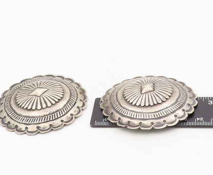 925 Sterling Silver Vintage Belt Buckle SOUTHWESTERN Scalloped Conchos TR4138