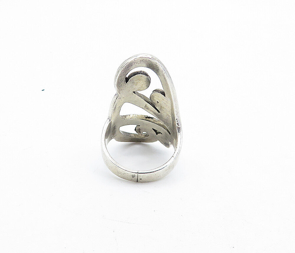 925 Sterling Silver  Vintage Shiny Open Swirl Design Band Ring Sz 7  RG5002