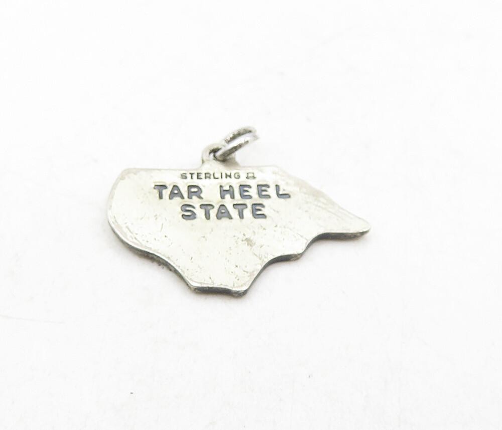 925 Sterling Silver  Vintage Dark Tone North Carolina State Map Pendant PT6863