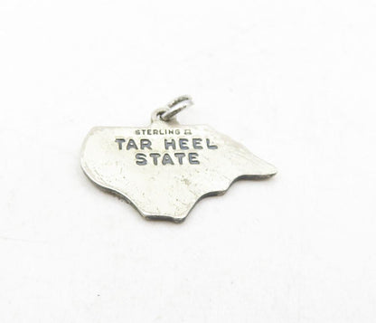 925 Sterling Silver  Vintage Dark Tone North Carolina State Map Pendant PT6863