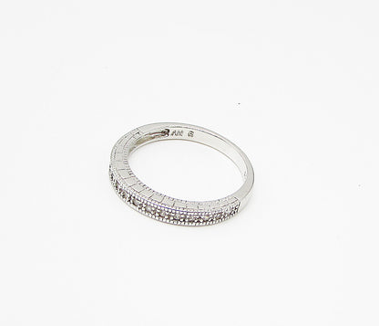 925 Sterling Silver  White Cubic Zirconia Band Ring Sz 9  RG2954