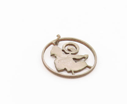 925 Sterling Silver  Vintage Man Playing Drum Dark Tone Pendant  PT17144