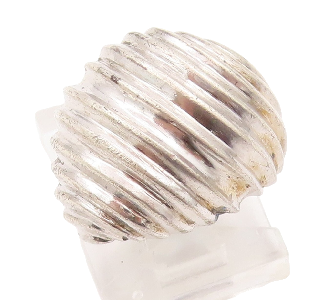 925 Sterling Silver Vintage Ring Domed Designer Grooved  Sz 3  RG31789