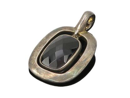 ESPO 925 Sterling Silver  Vintage Faceted Black Hematite Drop Pendant  PT8114