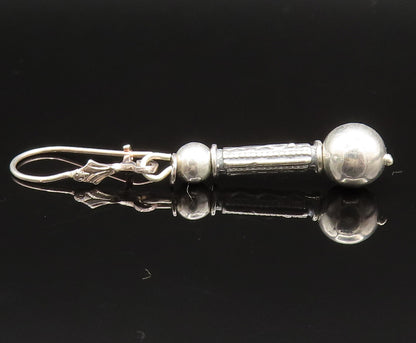 925 Sterling Silver  Vintage Love Heart Pole & Bead Ball Earrings  EG11861