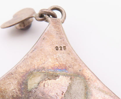 925 Sterling Silver Vintage Brooch Pin Multi Gemstone Mystic Love Heart  BP12640