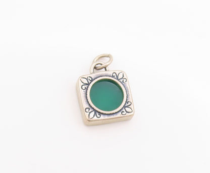 925 Sterling Silver Vintage Pendant Gemstone Geometric Serenity Charm  PT24857