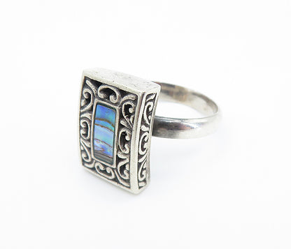 925 Sterling Silver  Vintage Abalone Shell Swirl Cocktail Ring Sz 7.5  RG8110