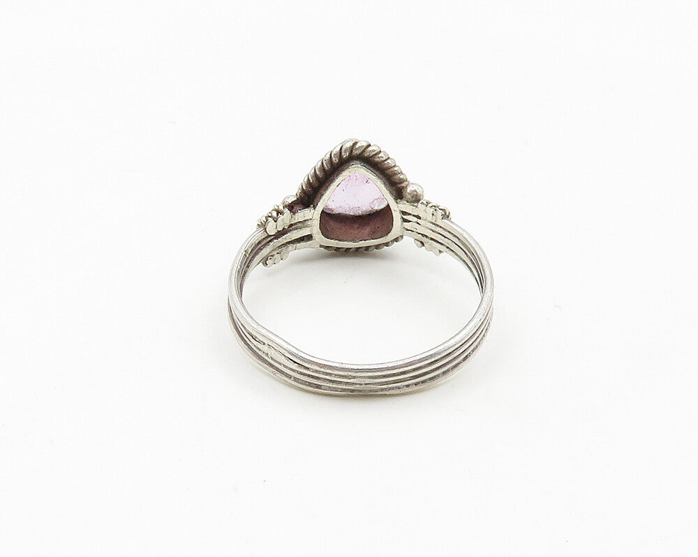925 Sterling Silver  Vintage Amethyst Twist Ribbed Band Ring Sz 8  RG18598