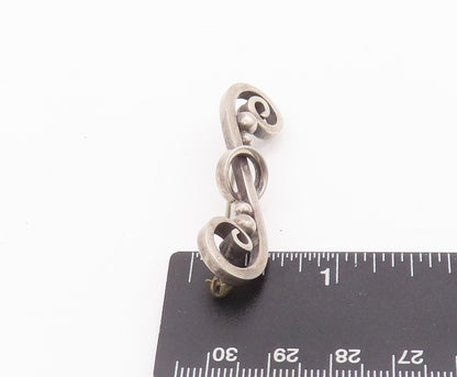 925 Sterling Silver Vintage Brooch Pin Antique Swirly Carved Beaded  BP10650