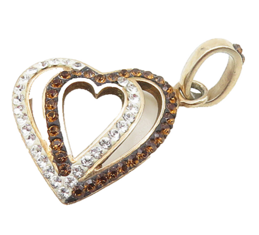 925 Sterling Silver Shiny Topaz Rose Gold Plated Love Heart Pendant PT13766