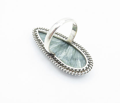 925 Sterling Silver  Green Jasper Twist Tear Drop Cocktail Ring Sz 9.5  RG8179