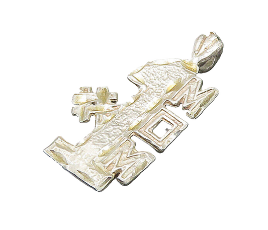 925 Sterling Silver  Vintage Shiny Diamond Cut Number One Mom Pendant  PT14927