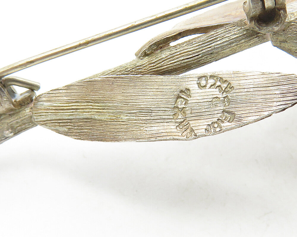 MEXICO 925 Sterling Silver  Vintage Sculpted Single Flower Brooch Pin  BP3835