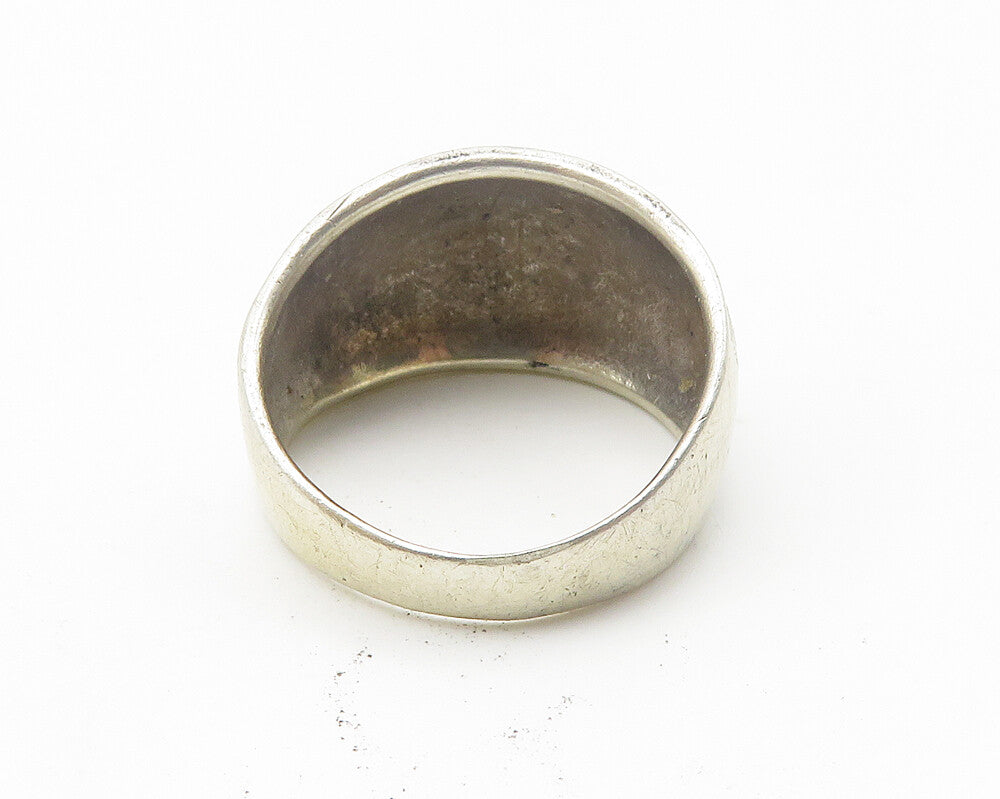925 Sterling Silver  Vintage Textured Detail Tapered Band Ring Sz 6.5  RG10278