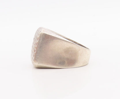 925 Sterling Silver Vintage Ring Solid Squared Hammered Effect  Sz 10  RG28910