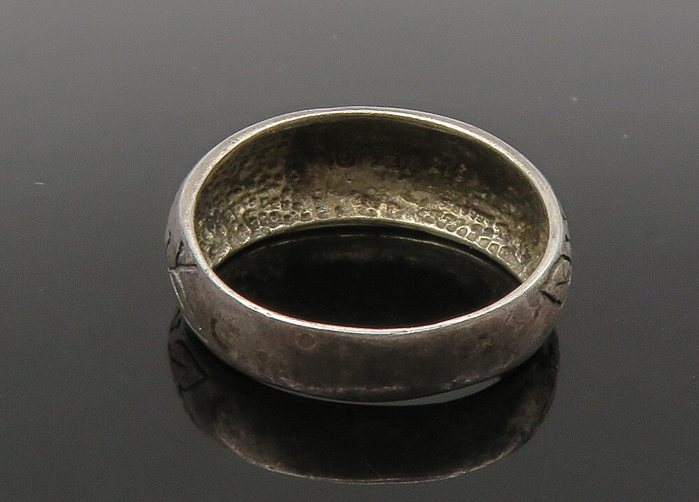 925 Sterling Silver  Vintage Floral Vine Dark Tone Dome Band Ring Sz 7 RG22176