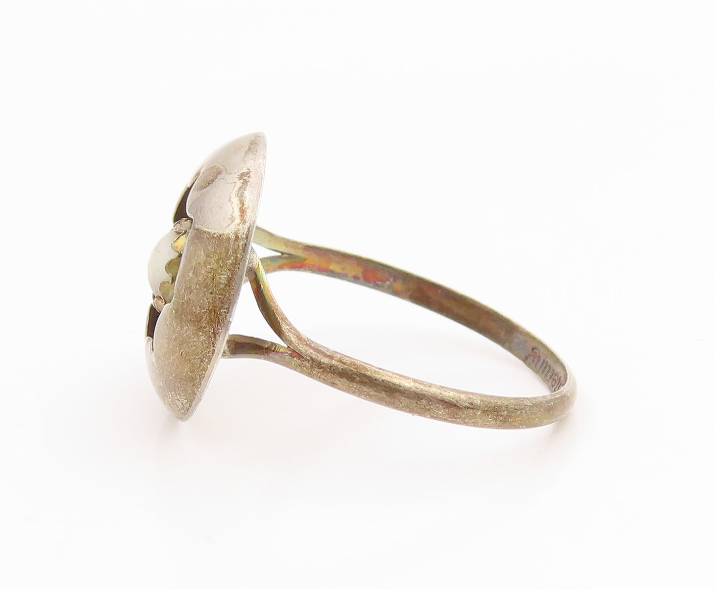 925 Sterling Silver Vintage Ring NAVAJO  Moonstone Starburst  Sz 6.5  RG35523