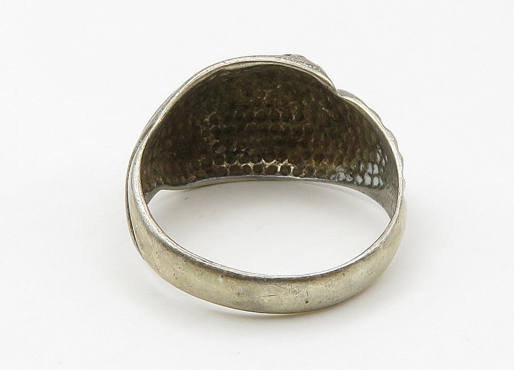 925 Sterling Silver  Vintage Dark Tone Fluted Dome Band Ring Sz 7  RG21515
